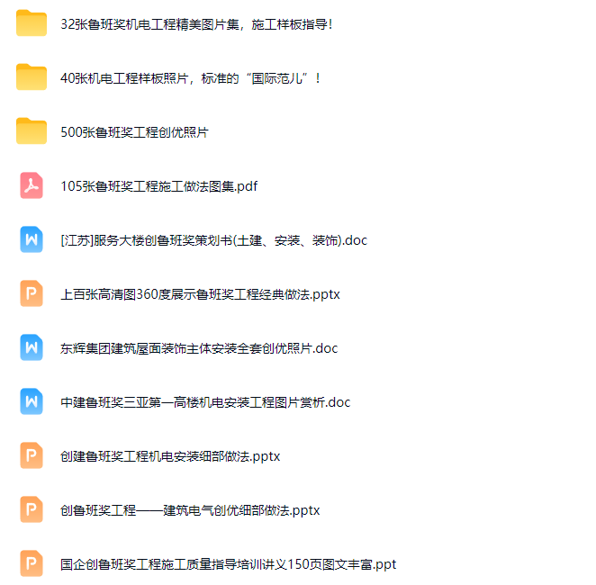 鲁班奖机电安装工程创优做法32套